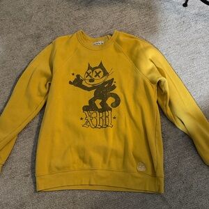 Sun City Rags Frisky Business /lucky 13 gold cat sweatshirt Sz XL